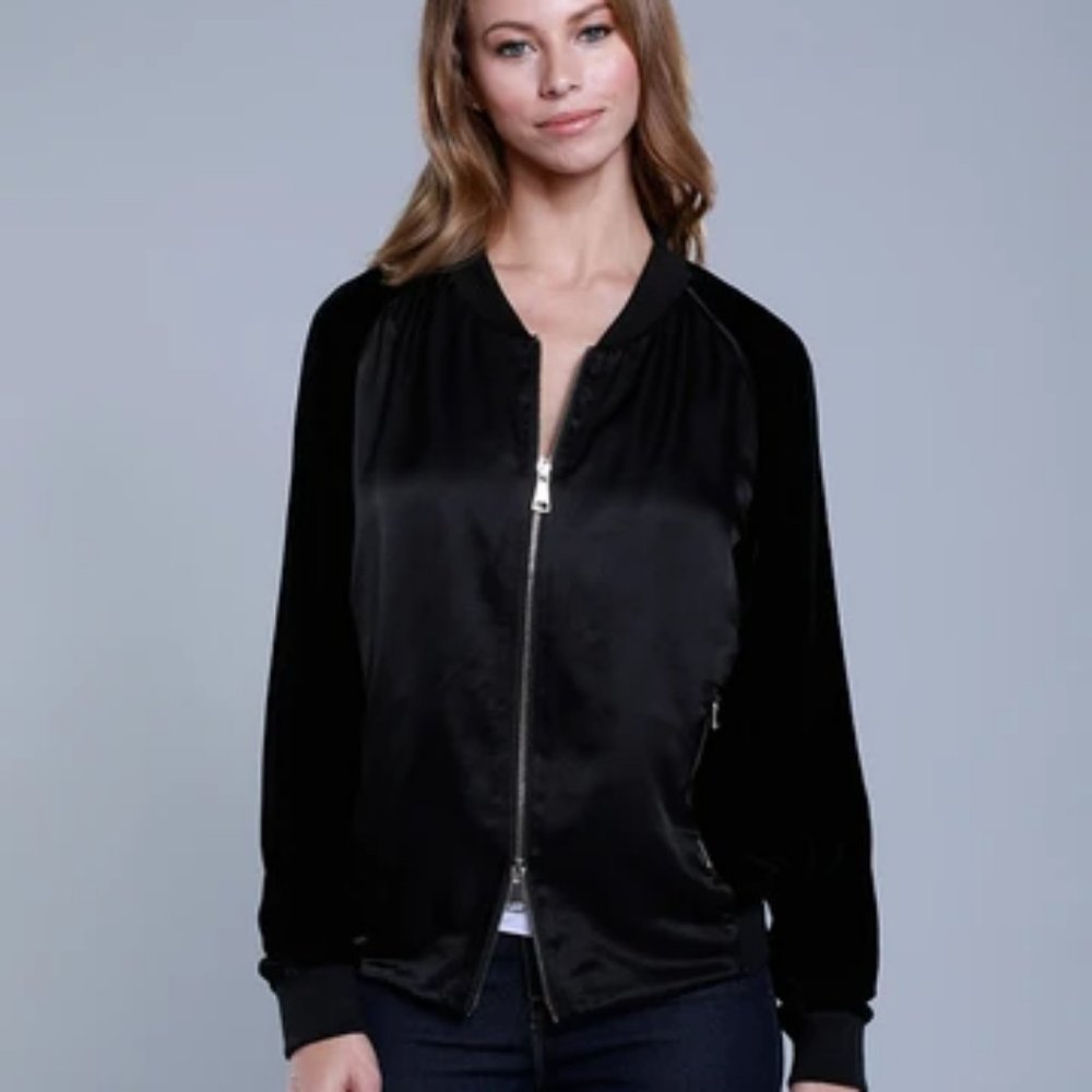 DOLCE CABO WOMENS SILK/VELVET BOMBER JACKET SIZE SMALL #74112